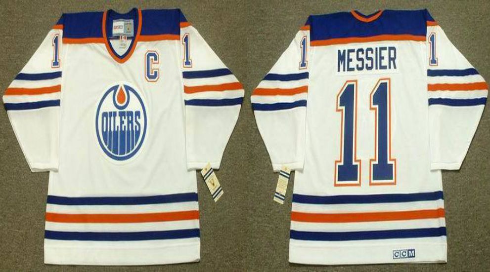 2019 Men Edmonton Oilers 11 Messier White CCM NHL jerseys